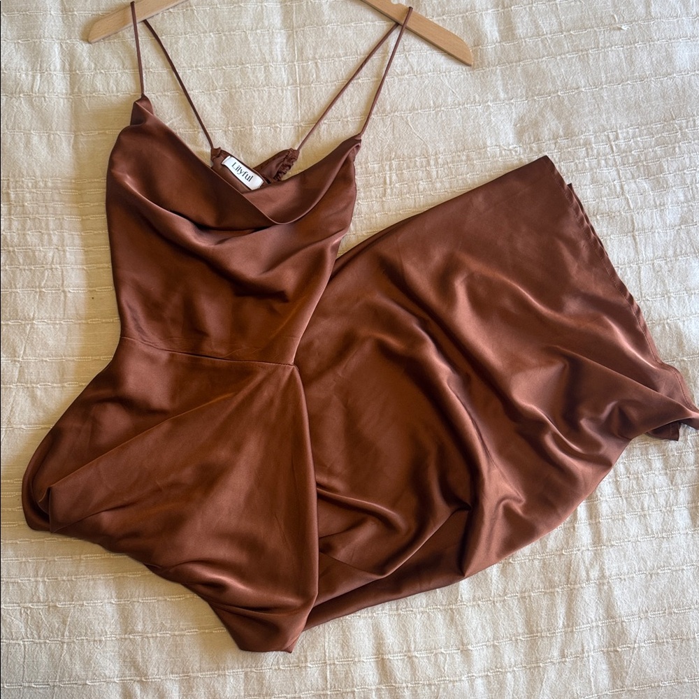 LSatin Cowl Neck Slip Dress
